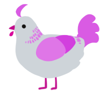 A mist and orchid chicken with a neck-band pattern