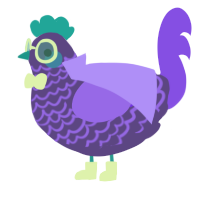 A overcast and blurple chicken with a lace pattern