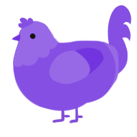 A blurple chicken with a head pattern