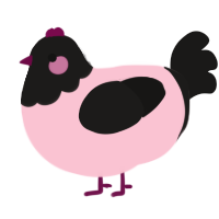 Nell, a rose and sable chicken with a head pattern