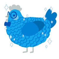 A sky and sapphire chicken with a lace pattern