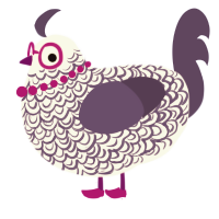 A white and overcast chicken with a double-lace pattern