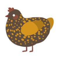 Duke, a bark and ochre chicken with a speckle pattern