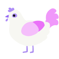 A white and lavender chicken