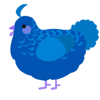 A ultramarine and sapphire chicken with a half-lace pattern