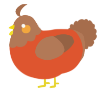 A vermilion and brown chicken with a head pattern