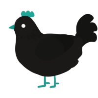 A sable and black chicken with a neck-speckle pattern