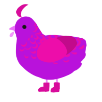 A amethyst and fuchsia chicken with a half-lace pattern