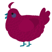 A maroon chicken with a lace pattern
