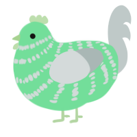 A spring and silver chicken with a bar pattern