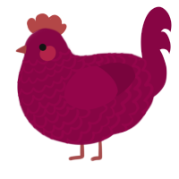 A maroon chicken with a lace pattern