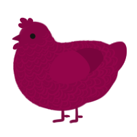 A maroon chicken with a double-lace pattern