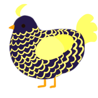 A navy and lemon chicken with a lace pattern