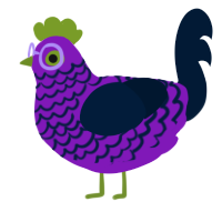 Juniper, a violet and tumblr chicken with a lace pattern