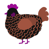 A black and russet chicken with a lace pattern