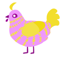 A lavender and yellow chicken with a bar pattern