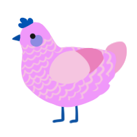 A lavender and pink chicken with a lace pattern