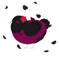 A wine and sable chicken with a head pattern