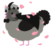 A ash and sable chicken with a neck-band pattern