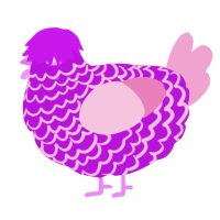 A amethyst and pink chicken with a lace pattern