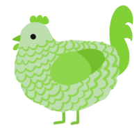 A gluppy and grass chicken with a lace pattern
