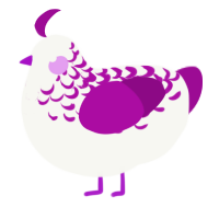 A white and plum chicken with a half-lace pattern