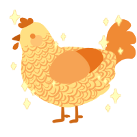 A beige and vermilion chicken with a double-lace pattern