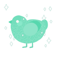 A mint chicken with a double-lace pattern