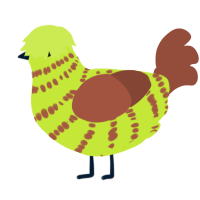 A lime and russet chicken with a bar pattern