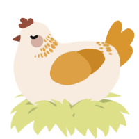 A cream and orange chicken with a neck-band pattern
