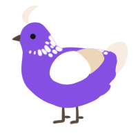 A blurple and cream chicken with a neck-speckle pattern