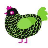 Battery Acid, a black and grass chicken with a lace pattern