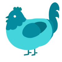 A aqua and sea chicken with a head pattern