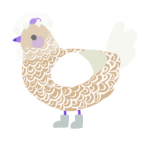 Cream of tartar, a beige and white chicken with a double-lace pattern