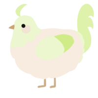 A cream and apple chicken with a head pattern