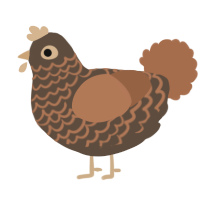 A bark and brown chicken with a lace pattern