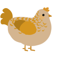 honeybun, a beige and ochre chicken with a half-lace pattern