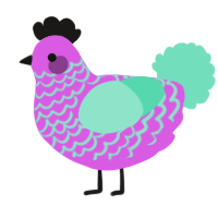 A orchid and mint chicken with a lace pattern