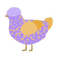 A lilac and honey chicken with a speckle pattern