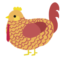 A honey and red chicken with a lace pattern