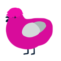 Actively Infected, a fuchsia and silver chicken