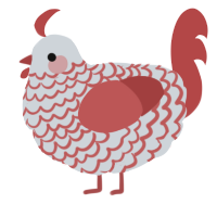 A mist and red chicken with a lace pattern