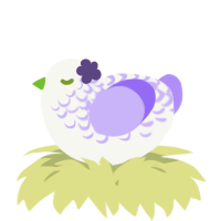 A white and lilac chicken with a half-lace pattern