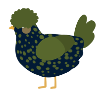 A tumblr and olive chicken with a speckle pattern