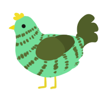 A spring and olive chicken with a bar pattern