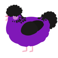 A violet and sable chicken with a neck-speckle pattern