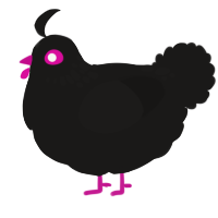 A sable chicken with a neck-speckle pattern