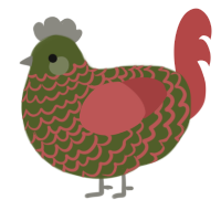 formerly katchup, a olive and red chicken with a lace pattern