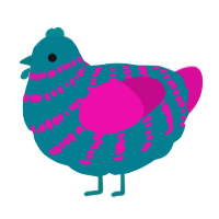 A sea and fuchsia chicken with a bar pattern