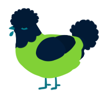 A grass and tumblr chicken with a head pattern
